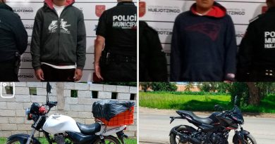 En Huejotzingo, aseguran tres motos robadas y detienen a cinco personas