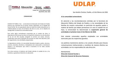Universidades de Puebla ajustan actividades; clases en línea y medidas preventivas