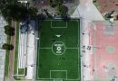 Con respaldo del gobierno federal y estatal, inaugura cancha de fútbol en el zócalo de Huejotzingo