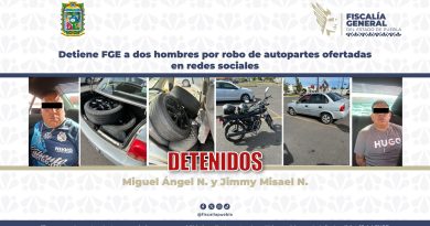 Detiene FGE a dos hombres por robo de autopartes ofertadas en redes sociales